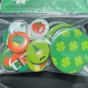 Serra Green and Orange St. Patrick day Button Pin Set.  2 packages,20 pins each